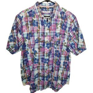 Tommy Bahama Mens L Pastino Plaid Short Sleeve Linen